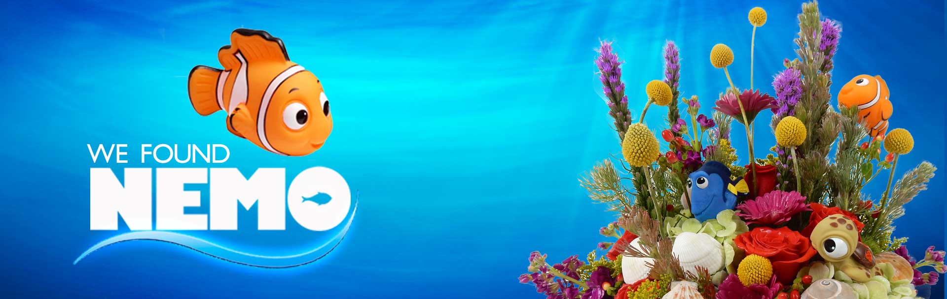 Finding Nemo themed flower arrangement available at Karin's Florist.