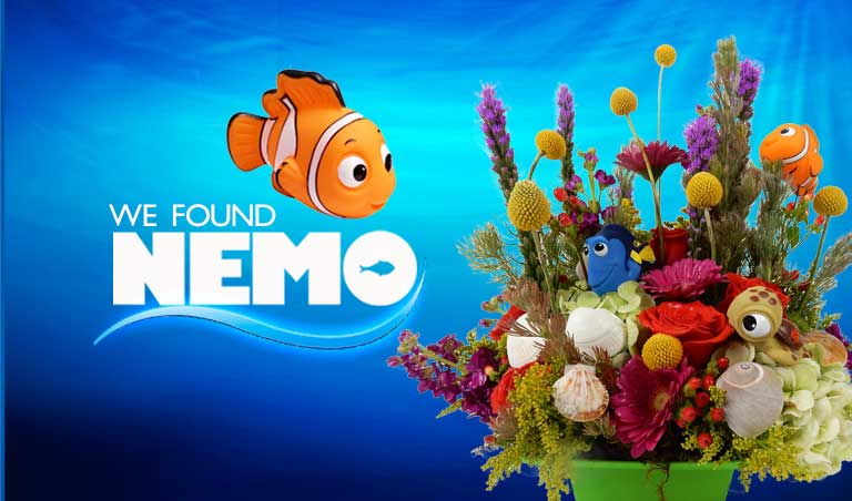 Finding Nemo themed flower arrangement available at Karin's Florist.