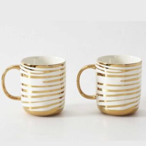 Set of Porcelain Striped Mugs