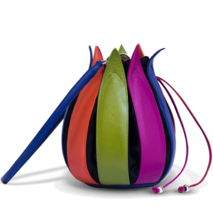 Cobalt-Lime-Orange-Fuchsia Leather Tulip Handbag