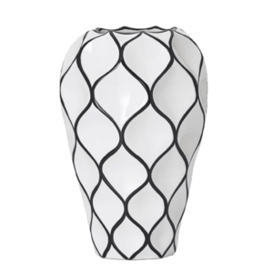 White Vase with Black Diamond Pattern