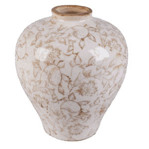 9" Beige Heirloom Plum Vase