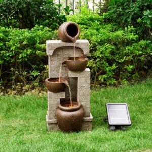 Solar Powered Tiered Outdoor Fountain